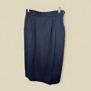 Liz Claiborne vintage black wool Aline‎ midi skirt side zipper lined, pocket